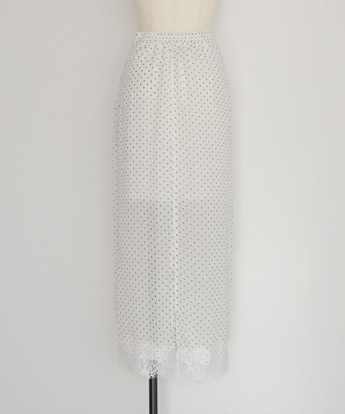 cheriella（シェリエラ）の「【cheriella】ドットレースシアーロングスカート  DOT LACE SHEER LONG SKIRT（スカート・レディース・ブラック/ホワイト・FREE）」の14枚目の写真