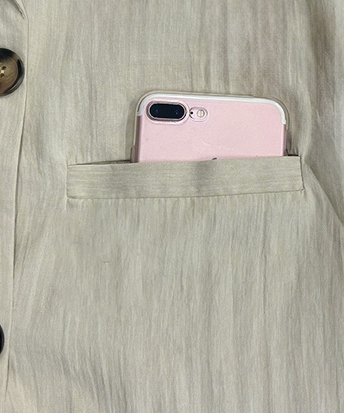 DAY CLOSET(デイ クローゼット)の「【セットアップ対応/体型カバー】きれいめフレンチスリーブダブルボタンジャケット+ワイドパンツ レディース(セットアップ・レディース・ブラック/アイボリー・FREE)」の6枚目の写真