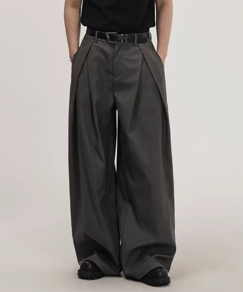WESTBOY(ウエストボーイ)の「Y2K タック ワイドスラックス WO26W1PT07(スラックス・メンズ・グレー/ブラック・XL/M/L)」の2枚目の写真