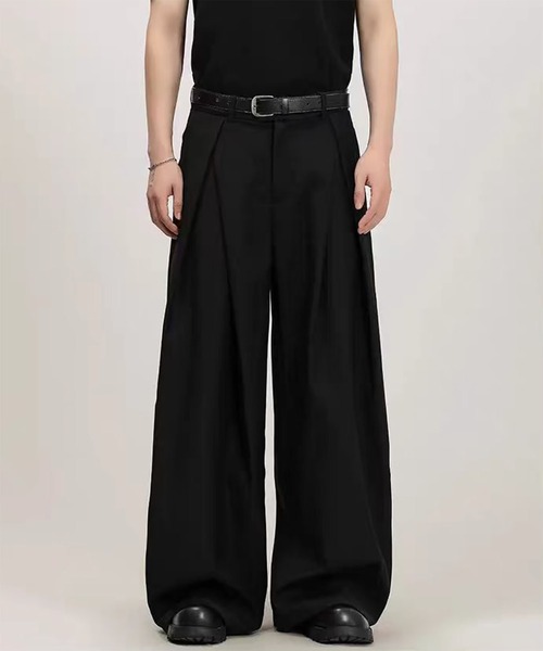 WESTBOY(ウエストボーイ)の「Y2K タック ワイドスラックス WO26W1PT07(スラックス・メンズ・グレー/ブラック・XL/M/L)」の4枚目の写真