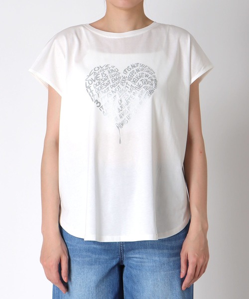 Jines(ジネス)の「ハートロゴTシャツ(Tシャツ/カットソー・レディース・ホワイト/チャコールグレー・38)」の13枚目の写真