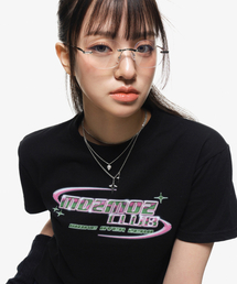 Y2Kロゴセミクロップ半袖Tシャツブラック