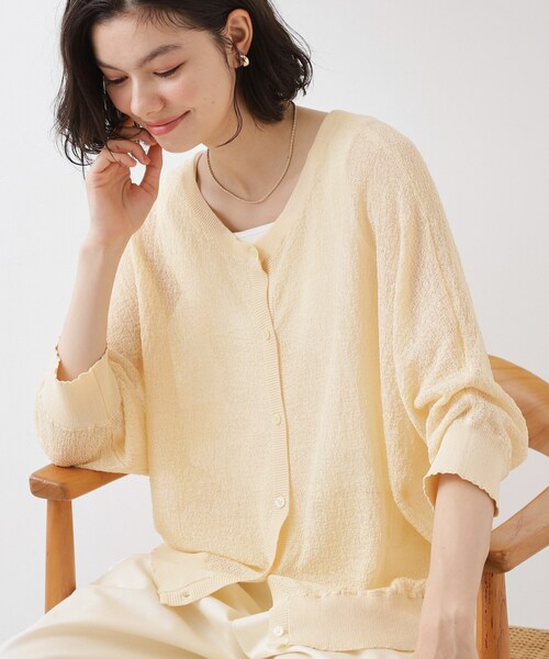 THE SHOP TK （ザ ショップ ティーケー ）の「【気温差対策に】しぼしぼカーディガン（カーディガン/ボレロ・レディース・ブラック/アイボリー・99）」の2枚目の写真