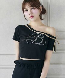 OLIVE des OLIVE | 【Belle Charme】Graphic One Shoulder Tee(Tシャツ/カットソー)