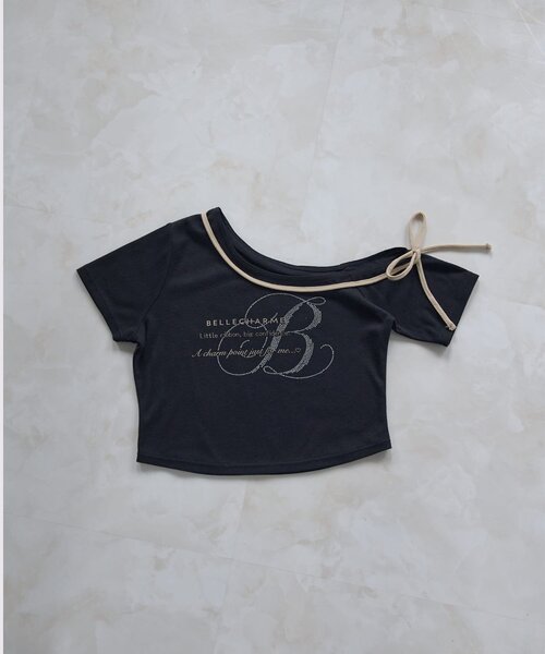 OLIVE des OLIVE(オリーブデオリーブ)の「【Belle Charme】Graphic One Shoulder Tee(Tシャツ/カットソー・レディース・オフホワイト/ピンク/ブラック・FREE)」の11枚目の写真