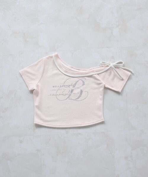 OLIVE des OLIVE(オリーブデオリーブ)の「【Belle Charme】Graphic One Shoulder Tee(Tシャツ/カットソー・レディース・オフホワイト/ピンク/ブラック・FREE)」の14枚目の写真