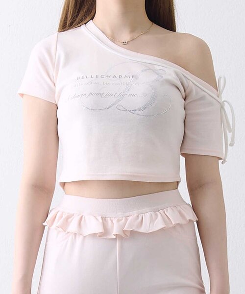 OLIVE des OLIVE(オリーブデオリーブ)の「【Belle Charme】Graphic One Shoulder Tee(Tシャツ/カットソー・レディース・オフホワイト/ピンク/ブラック・FREE)」の16枚目の写真