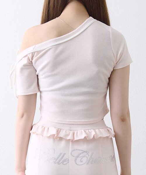 OLIVE des OLIVE(オリーブデオリーブ)の「【Belle Charme】Graphic One Shoulder Tee(Tシャツ/カットソー・レディース・オフホワイト/ピンク/ブラック・FREE)」の18枚目の写真