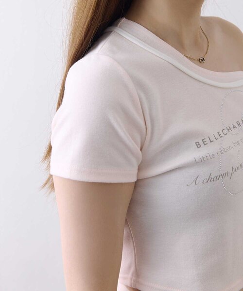 OLIVE des OLIVE(オリーブデオリーブ)の「【Belle Charme】Graphic One Shoulder Tee(Tシャツ/カットソー・レディース・オフホワイト/ピンク/ブラック・FREE)」の21枚目の写真