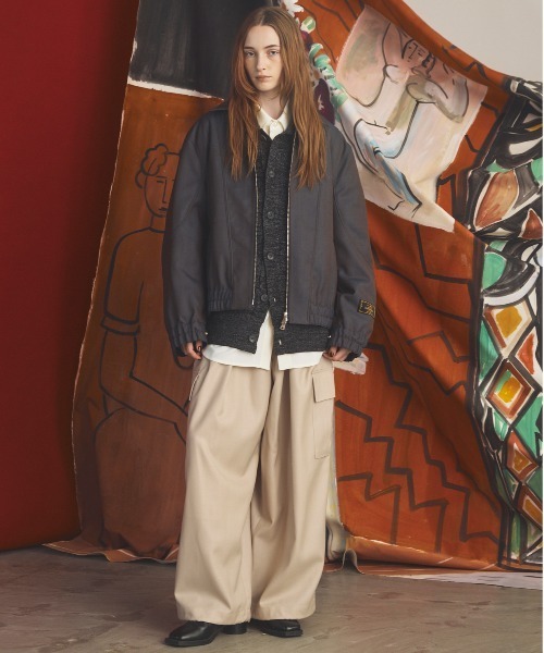 MAISON SPECIAL(メゾンスペシャル)の「《UNISEX》Melange Random Tucks Prime-Over Collared Knit Cardigan/メランジランダムタックプライムオーバー襟付きニットカーディガン【MAISON SPECIAL/メゾンスペシャル】(カーディガン/ボレロ・メンズ・ラベンダー/ブラック/パープル・2/1/0)」の5枚目の写真
