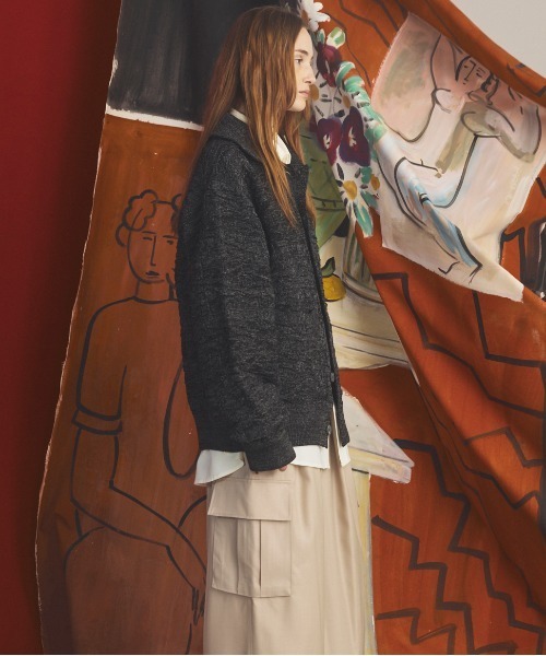 MAISON SPECIAL(メゾンスペシャル)の「《UNISEX》Melange Random Tucks Prime-Over Collared Knit Cardigan/メランジランダムタックプライムオーバー襟付きニットカーディガン【MAISON SPECIAL/メゾンスペシャル】(カーディガン/ボレロ・メンズ・ラベンダー/ブラック/パープル・2/1/0)」の11枚目の写真