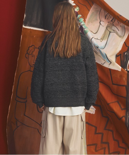MAISON SPECIAL(メゾンスペシャル)の「《UNISEX》Melange Random Tucks Prime-Over Collared Knit Cardigan/メランジランダムタックプライムオーバー襟付きニットカーディガン【MAISON SPECIAL/メゾンスペシャル】(カーディガン/ボレロ・メンズ・ラベンダー/ブラック/パープル・2/1/0)」の12枚目の写真