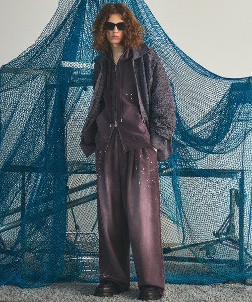 MAISON SPECIAL(メゾンスペシャル)の「《UNISEX》Melange Random Tucks Prime-Over Collared Knit Cardigan/メランジランダムタックプライムオーバー襟付きニットカーディガン【MAISON SPECIAL/メゾンスペシャル】(カーディガン/ボレロ・メンズ・ラベンダー/ブラック/パープル・2/1/0)」の6枚目の写真
