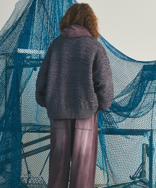 MAISON SPECIAL(メゾンスペシャル)の「《UNISEX》Melange Random Tucks Prime-Over Collared Knit Cardigan/メランジランダムタックプライムオーバー襟付きニットカーディガン【MAISON SPECIAL/メゾンスペシャル】(カーディガン/ボレロ・メンズ・ラベンダー/ブラック/パープル・2/1/0)」の14枚目の写真