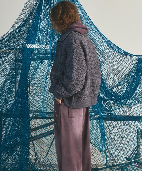MAISON SPECIAL(メゾンスペシャル)の「《UNISEX》Melange Random Tucks Prime-Over Collared Knit Cardigan/メランジランダムタックプライムオーバー襟付きニットカーディガン【MAISON SPECIAL/メゾンスペシャル】(カーディガン/ボレロ・メンズ・ラベンダー/ブラック/パープル・2/1/0)」の15枚目の写真