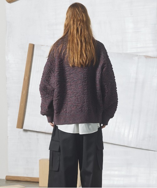 MAISON SPECIAL(メゾンスペシャル)の「《UNISEX》Melange Random Tucks Prime-Over Collared Knit Cardigan/メランジランダムタックプライムオーバー襟付きニットカーディガン【MAISON SPECIAL/メゾンスペシャル】(カーディガン/ボレロ・メンズ・ラベンダー/ブラック/パープル・2/1/0)」の18枚目の写真