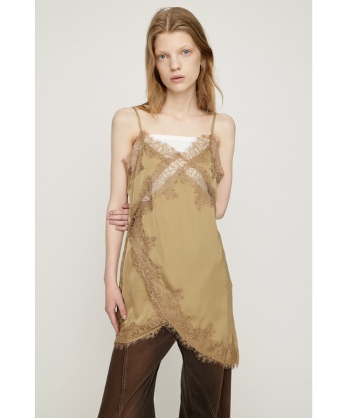 SLY(スライ)の「VINTAGE SATIN CAMI LACE TOPS ヴィンテージサテンキャミレーストップス 秋服 冬服(キャミソール・レディース・ベージュ/ブラック/ネイビー系/カーキ・FREE)」の3枚目の写真