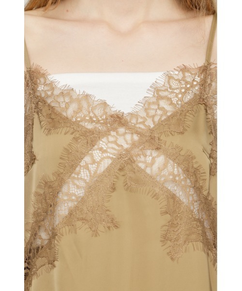 SLY(スライ)の「VINTAGE SATIN CAMI LACE TOPS ヴィンテージサテンキャミレーストップス 秋服 冬服(キャミソール・レディース・ベージュ/ブラック/ネイビー系/カーキ・FREE)」の15枚目の写真