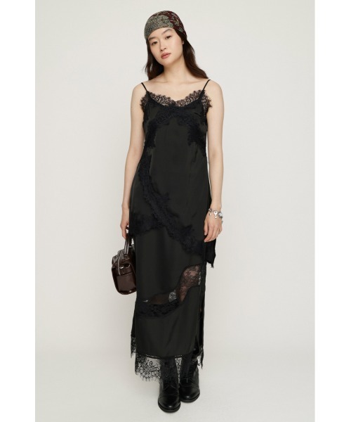 SLY(スライ)の「VINTAGE SATIN CAMI LACE TOPS ヴィンテージサテンキャミレーストップス 秋服 冬服(キャミソール・レディース・ベージュ/ブラック/ネイビー系/カーキ・FREE)」の5枚目の写真