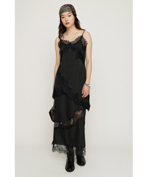 SLY(スライ)の「VINTAGE SATIN CAMI LACE TOPS ヴィンテージサテンキャミレーストップス 秋服 冬服(キャミソール・レディース・ベージュ/ブラック/ネイビー系/カーキ・FREE)」の6枚目の写真