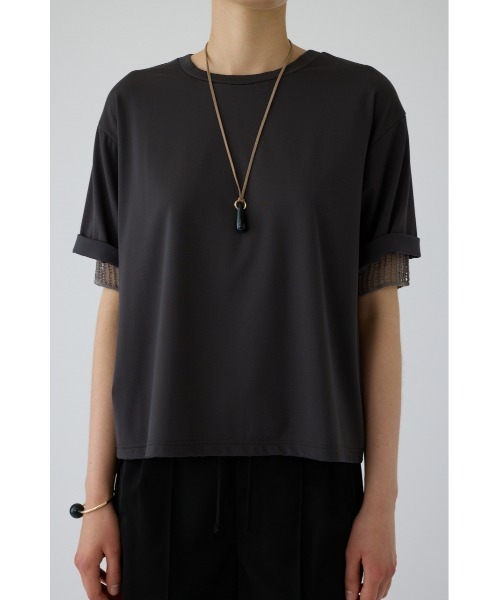 RIM.ARK(リムアーク)の「Mesh layered sleeve tee(メッシュ レイヤード スリーブ ティー)(Tシャツ/カットソー・レディース・チャコールグレー/ブラック/グレイッシュベージュ・FREE)」の10枚目の写真