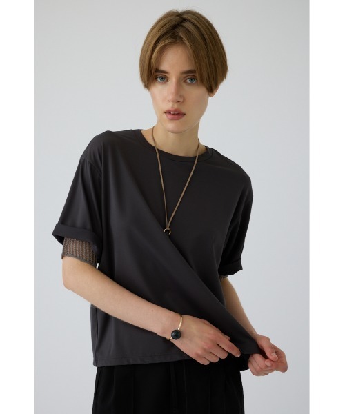 RIM.ARK(リムアーク)の「Mesh layered sleeve tee(メッシュ レイヤード スリーブ ティー)(Tシャツ/カットソー・レディース・チャコールグレー/ブラック/グレイッシュベージュ・FREE)」の11枚目の写真