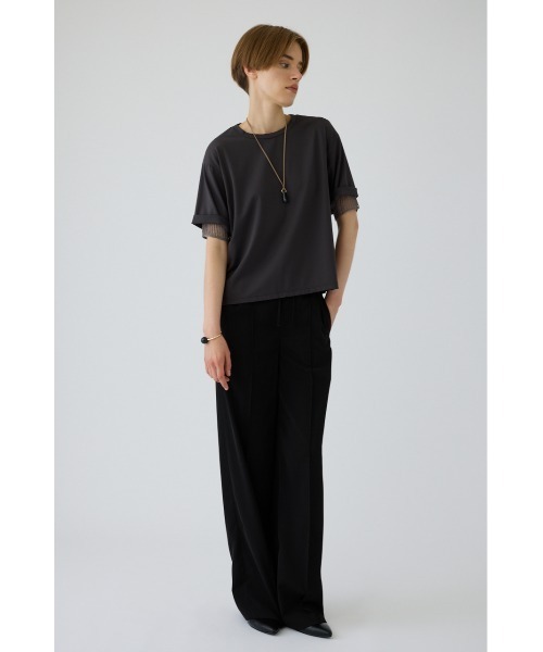 RIM.ARK(リムアーク)の「Mesh layered sleeve tee(メッシュ レイヤード スリーブ ティー)(Tシャツ/カットソー・レディース・チャコールグレー/ブラック/グレイッシュベージュ・FREE)」の12枚目の写真