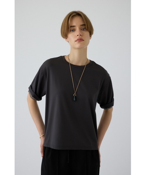 RIM.ARK(リムアーク)の「Mesh layered sleeve tee(メッシュ レイヤード スリーブ ティー)(Tシャツ/カットソー・レディース・チャコールグレー/ブラック/グレイッシュベージュ・FREE)」の17枚目の写真