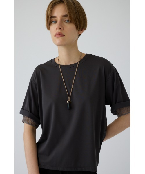 RIM.ARK(リムアーク)の「Mesh layered sleeve tee(メッシュ レイヤード スリーブ ティー)(Tシャツ/カットソー・レディース・チャコールグレー/ブラック/グレイッシュベージュ・FREE)」の18枚目の写真