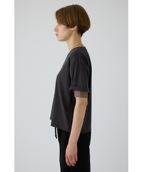 RIM.ARK(リムアーク)の「Mesh layered sleeve tee(メッシュ レイヤード スリーブ ティー)(Tシャツ/カットソー・レディース・チャコールグレー/ブラック/グレイッシュベージュ・FREE)」の20枚目の写真