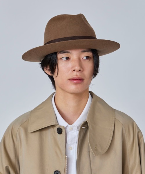 OVERRIDE(オーバーライド)の「OVERRIDE L.BRIM FELT FEDORA / オーバーライド(ハット・メンズ・レッド/ライトブラウン/ブラック/ダークグレー・58cm/60cm)」の4枚目の写真