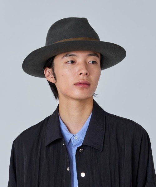 OVERRIDE(オーバーライド)の「OVERRIDE L.BRIM FELT FEDORA / オーバーライド(ハット・メンズ・レッド/ライトブラウン/ブラック/ダークグレー・58cm/60cm)」の3枚目の写真