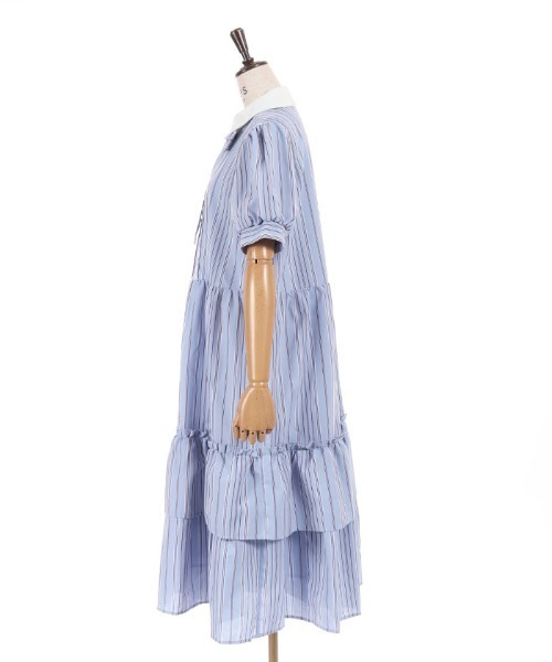 axes femme(アクシーズファム)の「ストライプ柄ティアードワンピース(ワンピース・レディース・ダークブラウン/サックスブルー/ピンク・FREE)」の11枚目の写真