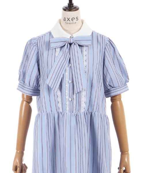 axes femme(アクシーズファム)の「ストライプ柄ティアードワンピース(ワンピース・レディース・ダークブラウン/サックスブルー/ピンク・FREE)」の13枚目の写真
