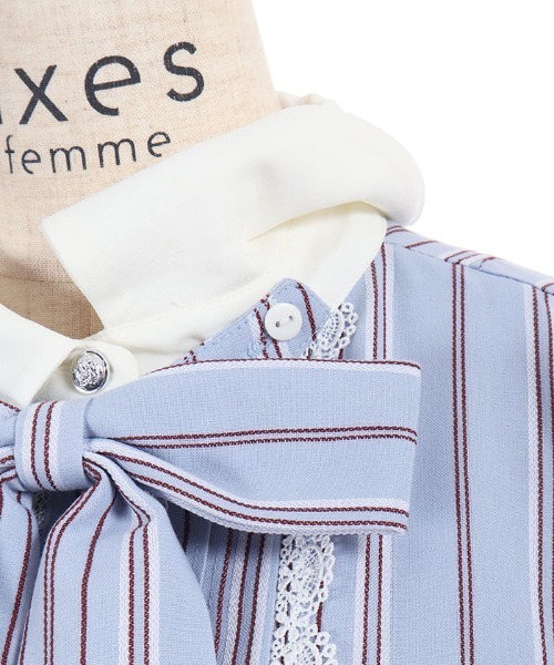 axes femme(アクシーズファム)の「ストライプ柄ティアードワンピース(ワンピース・レディース・ダークブラウン/サックスブルー/ピンク・FREE)」の5枚目の写真