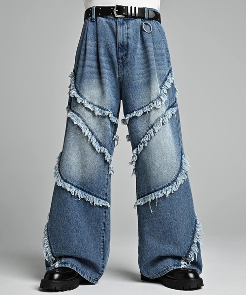 ADRER（アドラー）の「Fringe Wide Flare Denim / フリンジ ワイド フレア デニム（デニムパンツ・メンズ・ブラック/ブルー・M/S/XS/L）」の2枚目の写真