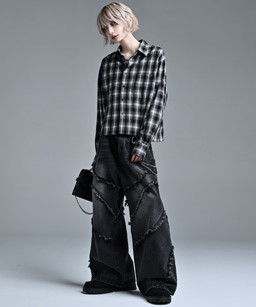 ADRER（アドラー）の「Fringe Wide Flare Denim / フリンジ ワイド フレア デニム（デニムパンツ・メンズ・ブラック/ブルー・M/S/XS/L）」の20枚目の写真