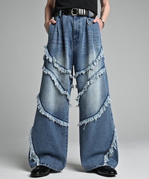 ADRER（アドラー）の「Fringe Wide Flare Denim / フリンジ ワイド フレア デニム（デニムパンツ・メンズ・ブラック/ブルー・M/S/XS/L）」の4枚目の写真