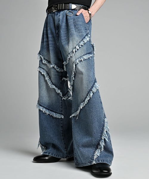ADRER（アドラー）の「Fringe Wide Flare Denim / フリンジ ワイド フレア デニム（デニムパンツ・メンズ・ブラック/ブルー・M/S/XS/L）」の5枚目の写真