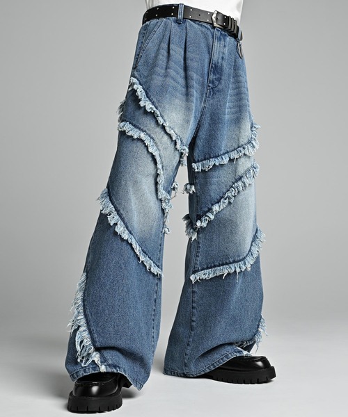 ADRER（アドラー）の「Fringe Wide Flare Denim / フリンジ ワイド フレア デニム（デニムパンツ・メンズ・ブラック/ブルー・M/S/XS/L）」の6枚目の写真