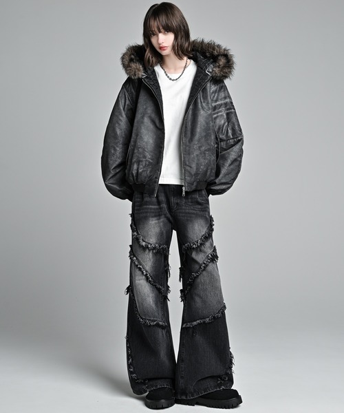 ADRER（アドラー）の「Fringe Wide Flare Denim / フリンジ ワイド フレア デニム（デニムパンツ・メンズ・ブラック/ブルー・M/S/XS/L）」の10枚目の写真