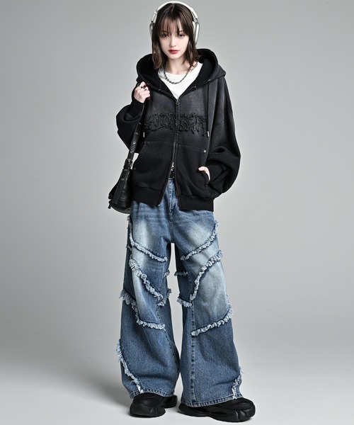 ADRER（アドラー）の「Fringe Wide Flare Denim / フリンジ ワイド フレア デニム（デニムパンツ・メンズ・ブラック/ブルー・M/S/XS/L）」の3枚目の写真