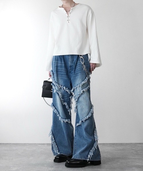 ADRER（アドラー）の「Fringe Wide Flare Denim / フリンジ ワイド フレア デニム（デニムパンツ・メンズ・ブラック/ブルー・M/S/XS/L）」の8枚目の写真