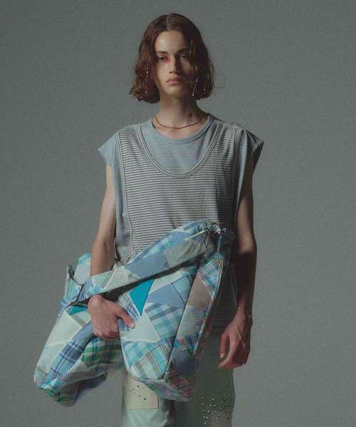 amok(アモク)の「DOCKING BORDER NO SLEEVE(Tシャツ/カットソー・メンズ・ブラウン/ブルー・M/L/S)」の2枚目の写真
