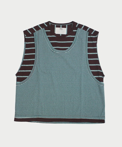 amok(アモク)の「DOCKING BORDER NO SLEEVE(Tシャツ/カットソー・メンズ・ブラウン/ブルー・M/L/S)」の8枚目の写真