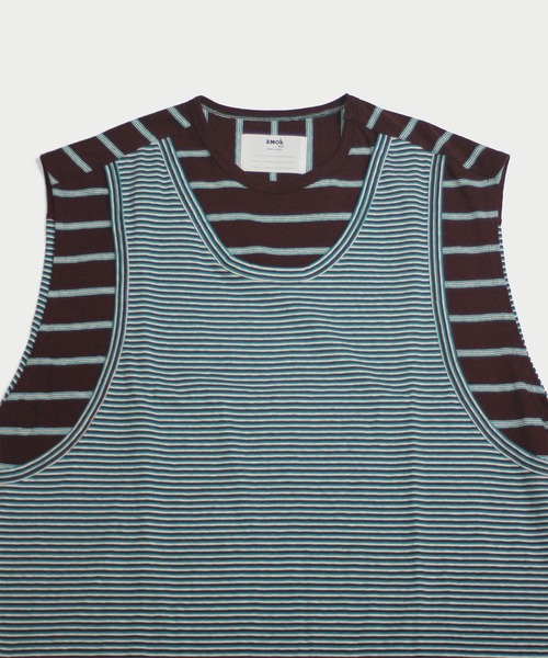 amok(アモク)の「DOCKING BORDER NO SLEEVE(Tシャツ/カットソー・メンズ・ブラウン/ブルー・M/L/S)」の5枚目の写真