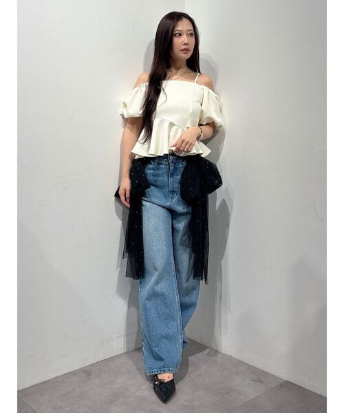MERCURYDUO(マーキュリーデュオ)の「ポンチペプラムバルーンスリーブトップス(Tシャツ/カットソー・レディース・ブラウン/アイボリー/レッド・FREE)」の13枚目の写真