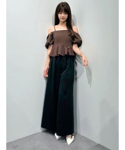 MERCURYDUO(マーキュリーデュオ)の「ポンチペプラムバルーンスリーブトップス(Tシャツ/カットソー・レディース・ブラウン/アイボリー/レッド・FREE)」の18枚目の写真
