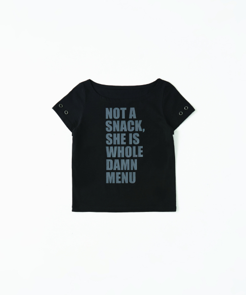 CUTOUT(カトアウト)の「シングルドロップショルダーショートスリーブ-ブラック(Tシャツ/カットソー・レディース・その他・FREE)」の2枚目の写真