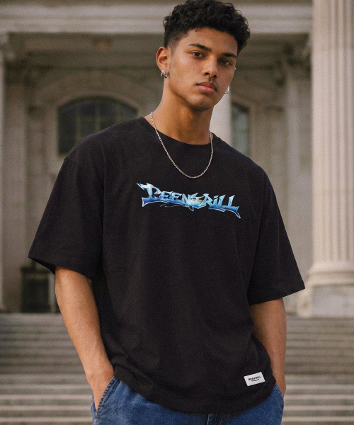 BEENTRILL(ビントリル)の「Y2Kメタリックグラフィックロゴオーバーサイズ半袖Tシャツ(ブラック)(Tシャツ/カットソー・レディース・その他・SMALL/MEDIUM/LARGE/X-LARGE)」の9枚目の写真